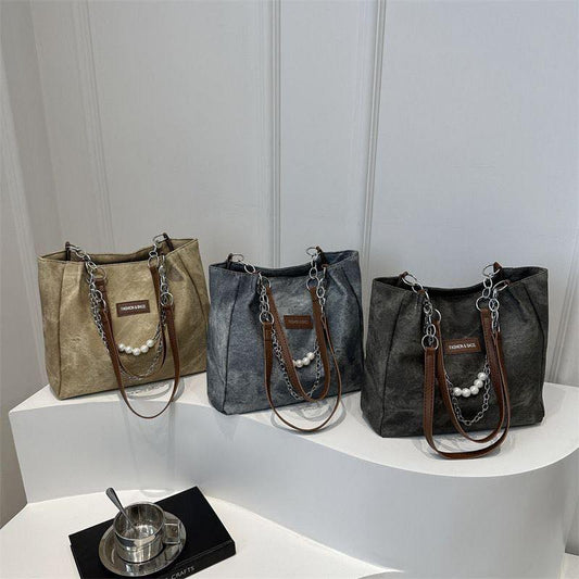 Classic PU Leather Shoulder Tote – Large & Versatile N323